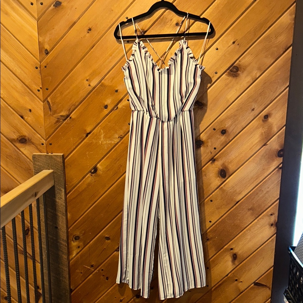 Sienna Sky striped sleeveless wide-leg cropped jumpsuit